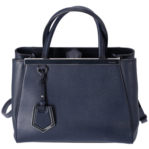 FENDI Petit 2 Jours Tote Bag 8BH253 Dark Navy Leather